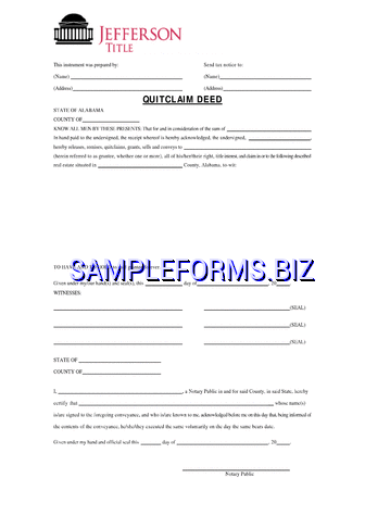 Alabama Quitclaim Deed Form 1 pdf free
